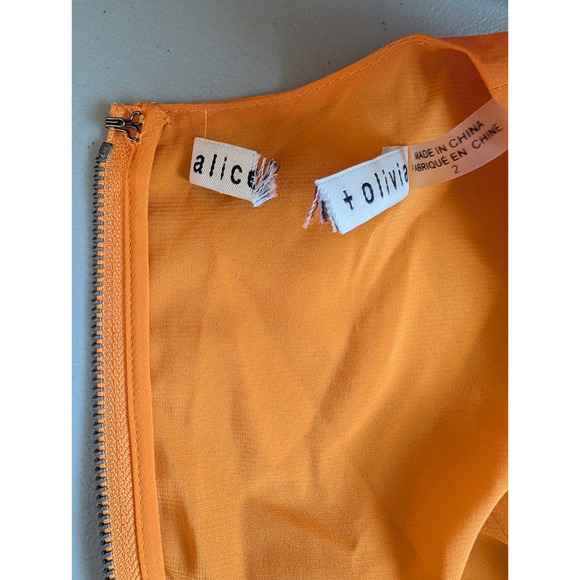 NWOT Alice + Olivia Sion Pleated Midi Dress Size 2 Tangerine Orange #2J459 - Picture 10 of 10